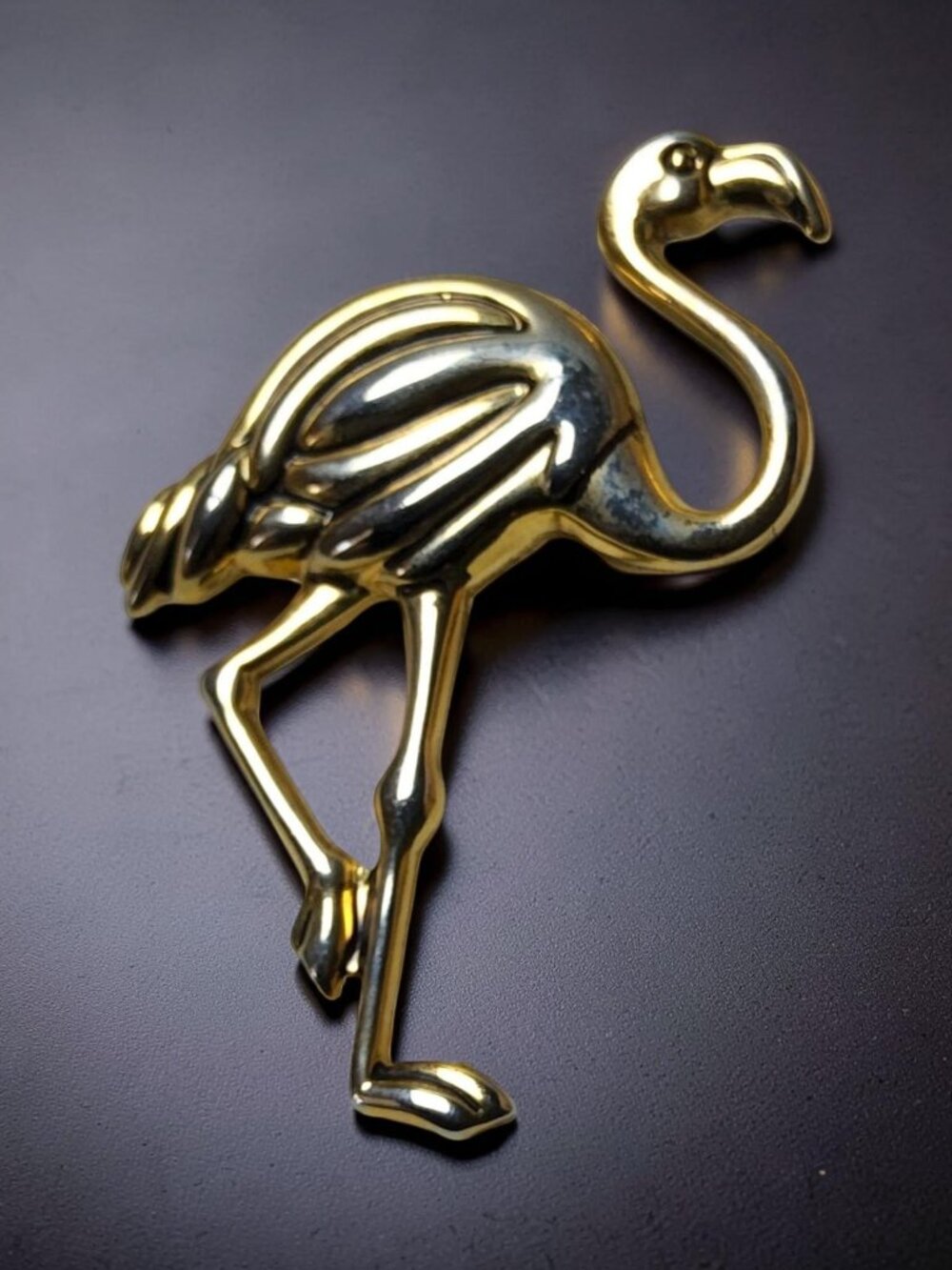 vintage new gold /silver color flamingo 2"h x 1.75"w pin.